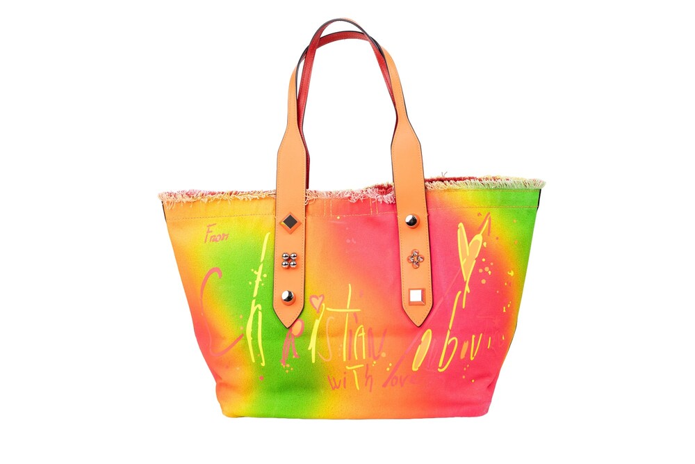 Christian Louboutin Orange Multicolor Denim Frangibus Tote Bag
